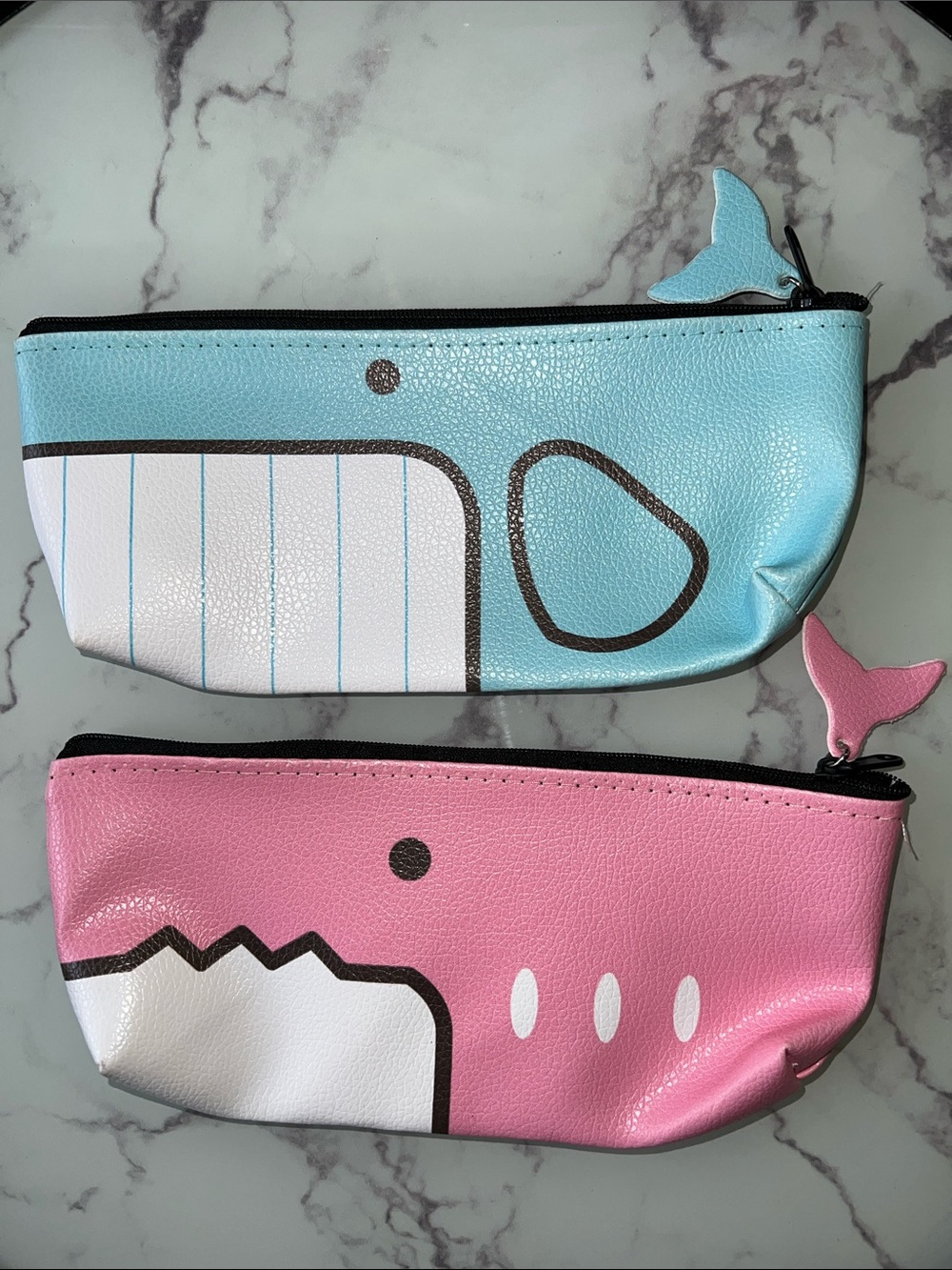 Cute Whale Pencil Pouch Set - Blue & Pink